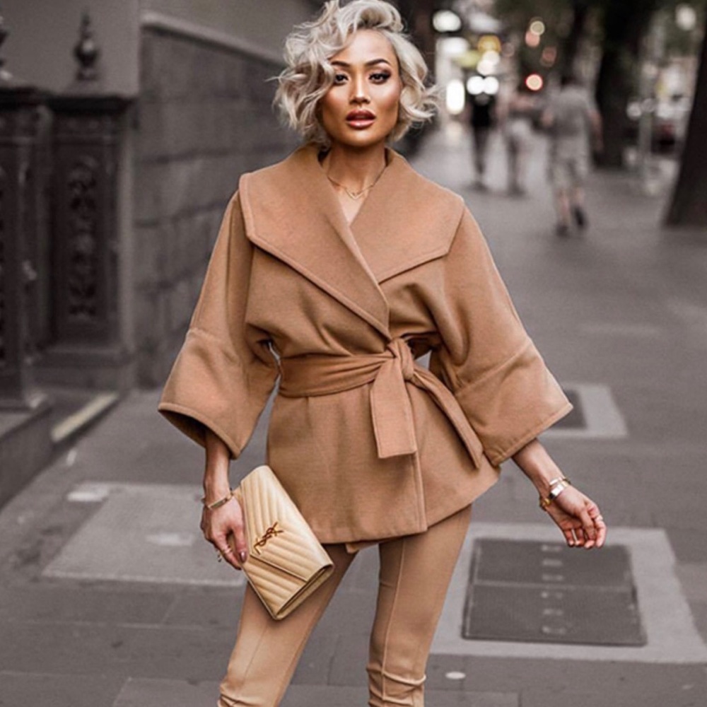 Brown Coat with waist tie